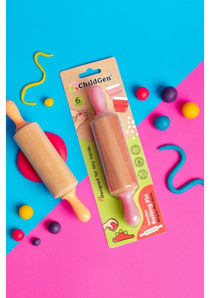 Mini Ahşap Merdane Pembe