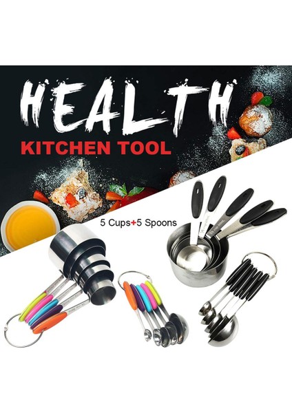 Siyah Stil 10 Parça Ölçme Fincanları Ölçme Kaşığı Seti Paslanmaz Çelik Ölçme Fincan Kaşığı Pişirme Için Çay Kahve Mutfak Ölçme Araçları (Yurt Dışından) fiyatları