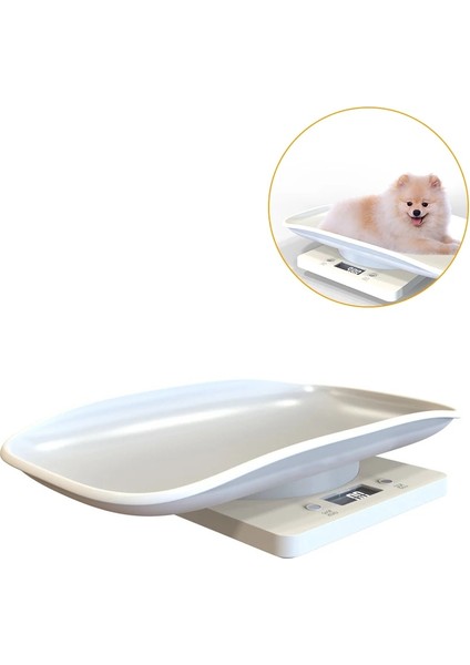 Beyaz Stil Plastik Tepsi Elektronik Dijital Bebek Pet Ölçeği Hd LCD Ekran Ağırlık Ölçü Aracı Bebek Pet Vücut Doğru Tartı 1G-10KG (Yurt Dışından)