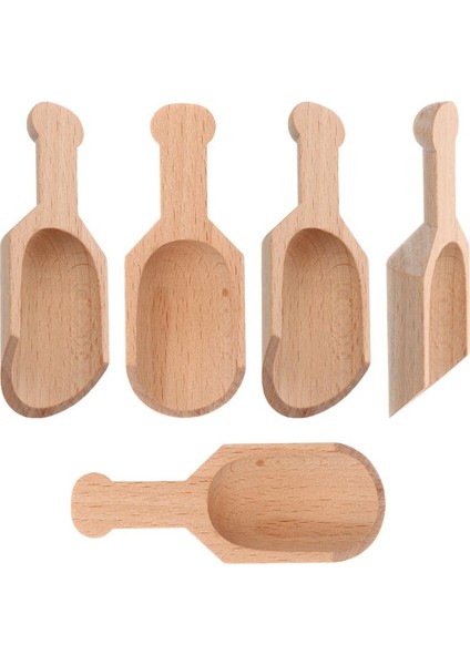 8X3CM Tarzı 5 Adet Ahşap Yuvarlak Saplı Kepçe Çay Kaşığı Mini Küçük Tuz Kürek Süt Tozu Kahve Kaşığı Çeşni Kaşık Teaware Aksesuarları (Yurt Dışından)