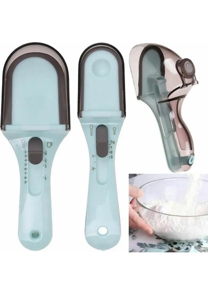 Açık Gri Tarzı 2 Adet Çok Amaçlı Kaşıkbardak Seti Ölçme Araçları Pp Pişirme Aksesuarları Ayarlanabilir Plastik Saplı Mutfak Aletleri Pişirme Gereçleri (Yurt Dışından)