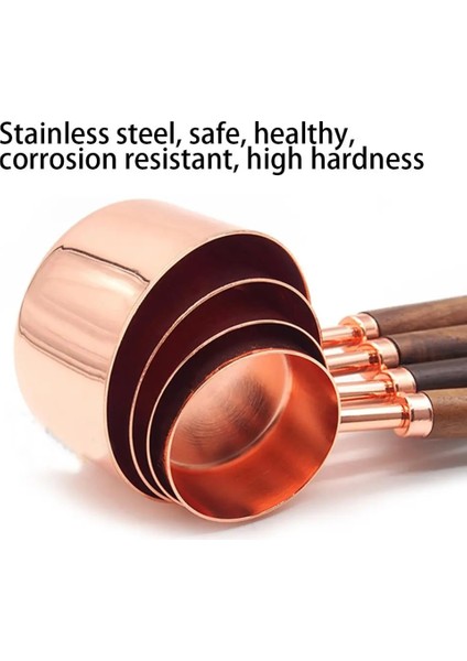 Ölçü Kabı Kaşık Stili Ölçme Fincanları ve Kaşıkları Mutfak Ölçme Fırın Aletleri Ceviz Ahşap Saplı Rose Gold Ölçü Kapları Kaşık (Yurt Dışından) indirimleri