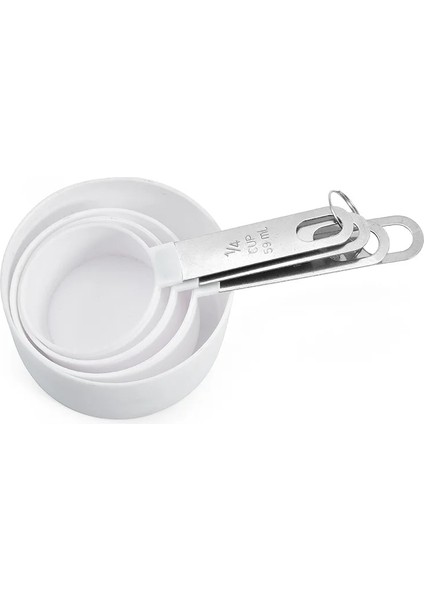 Fincan Beyaz Tarzı 4 Adet Çok Amaçlı Kaşıkcup Ölçme Aletleri Pp Pişirme Aksesuarları Paslanmaz Çelik Saplı Mutfak Alet Setleri Lepeltjes (Yurt Dışından)