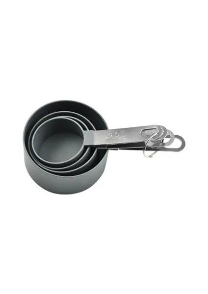 Gri-Fincan-4pcs Tarzı 4 Adetset Ölçme Kaşığı Paslanmaz Çelik Saplı Ölçme Fincan Mutfak Plastik Tartı Ölçme Kaşığı Seti Pişirme Araçları (Yurt Dışından)