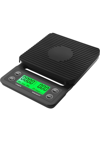 Siyah Stil 3kg Zamanlayıcılı Mutfak Terazileri Hassas Elektronik Terazi Kahve Tartısı Akıllı Dijital Denge Tartı Cafe Ev Yemekleri Pişirme Terazisi (Yurt Dışından)