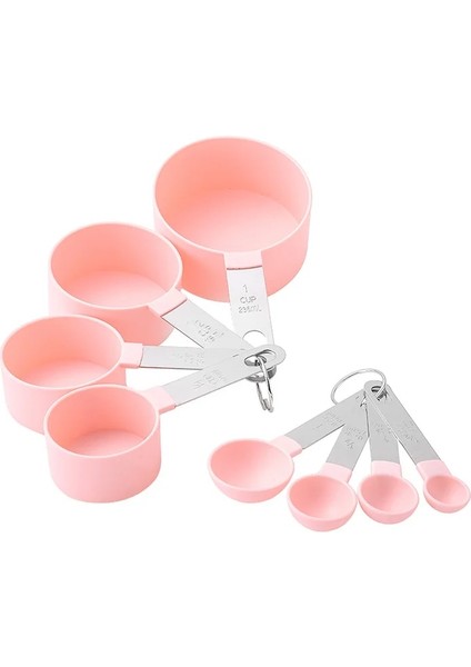 Pembe Tarzı Paslanmaz Çelik Ölçme Kaşığı Seti Ölçme Fincanları Seti Mutfak Aksesuarları Pişirme Çay Kahve Kaşığı Ölçme Aletleri Kiti (Yurt Dışından)