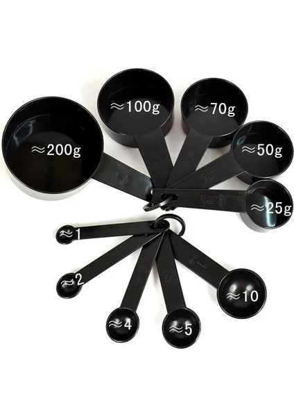 Siyah-10 Adet Tarzı Adet Çok Işlevli Amaçlı Kahve Şeker Kaşığı Bardak Ölçüm Aletleri Pp Pişirme Aksesuarları Plastik Saplı Mutfak Aletleri (Yurt Dışından)