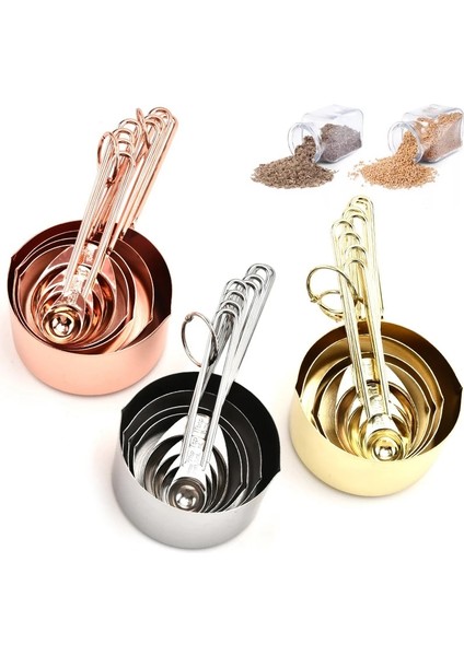 Gül Altın-8 Adet Tarzı Ölçme Fincanları Ölçme Kaşığı Kepçe Gül Altın Paslanmaz Çelik Mutfak Ölçme Kaşığı Seti Mutfak Aleti Pişirme Araçları (Yurt Dışından) fiyatları