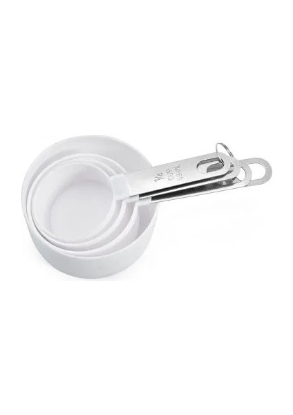 Beyaz Fincan-4 Adet Tarzı 4 Adetset Çok Fonksiyonlu Ölçme Kaşığı Mutfak Aletleri Ev Eşyaları Paslanmaz Çelik Saplı Ölçme Fincan Plastik Ölçekli Pişirme (Yurt Dışından)