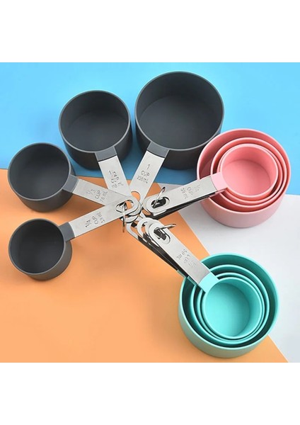 Beyaz Fincan-4 Adet Tarzı 4 Adetset Çok Fonksiyonlu Ölçme Kaşığı Mutfak Aletleri Ev Eşyaları Paslanmaz Çelik Saplı Ölçme Fincan Plastik Ölçekli Pişirme (Yurt Dışından) fırsatları