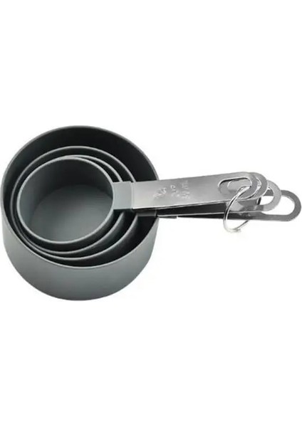 4 Adet Gri Fincan Stili Çok Amaçlı Kaşıklarbardak Ölçüm Aletleri Pp Pişirme Aksesuarları Paslanmaz Çelikplastik Saplı Mutfak Aletleri (Yurt Dışından)