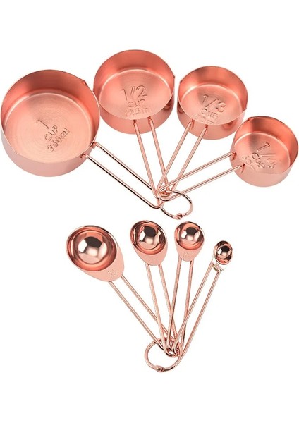 8 Adet Gül Altın Tarzı Paslanmaz Çelik Ölçme Kaşığı Bardak Seti Pişirme Çay Kahve Kaşığı Un Sıvı Ölçme Aracı Pişirme Mutfak Aksesuarları Gadget (Yurt Dışından)