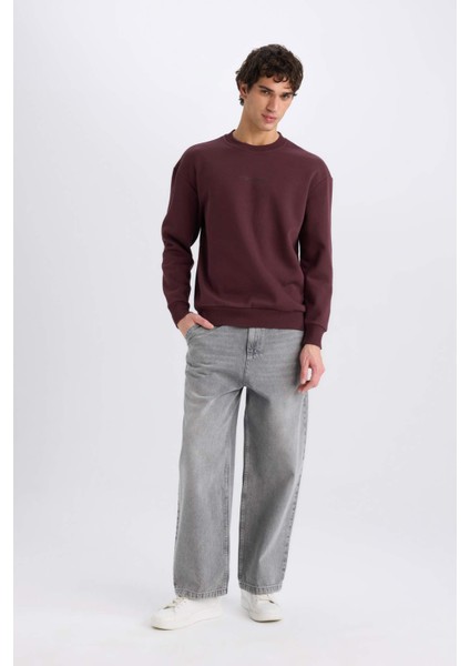 Boxy Fit Bisiklet Yaka Baskılı Sweatshirt X8282AZ24AU fiyatları