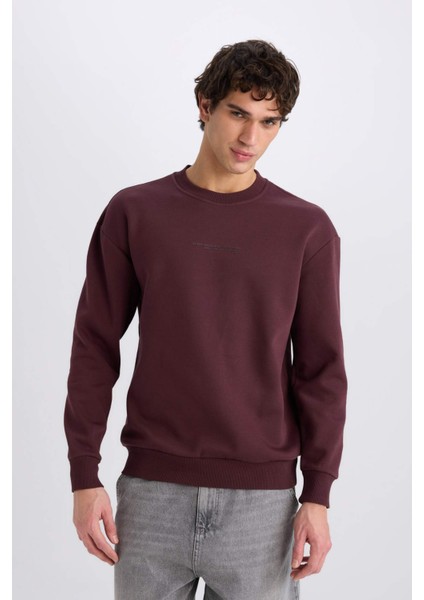Boxy Fit Bisiklet Yaka Baskılı Sweatshirt X8282AZ24AU modelleri