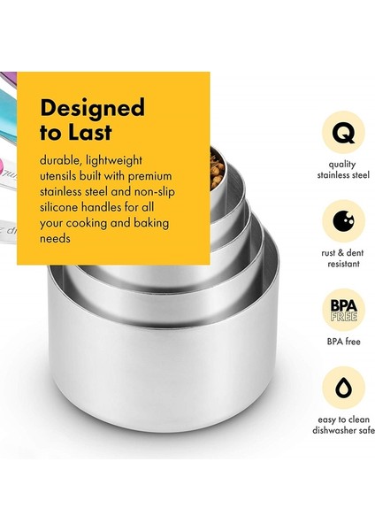 10 Adet Set Stili Paslanmaz Çelik Ölçme Fincan Kaşığı Ölçme Fincanları Ölçme Kaşık Seti Pişirme Çay Kahve Mutfak Aletleri Silikon Saplı (Yurt Dışından) fiyatları