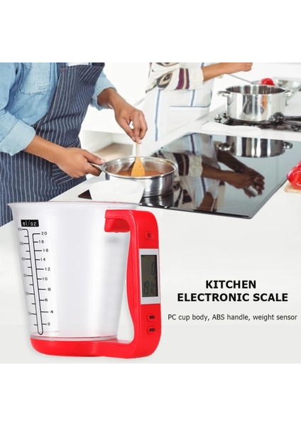 Kırmızı Stil Elektronik Ölçme Fincan Mutfak Terazileri Dijital Beher Konak LCD Ekranlı Sıcaklık Ölçüm Bardaklarını Tartıyor (Yurt Dışından) modelleri