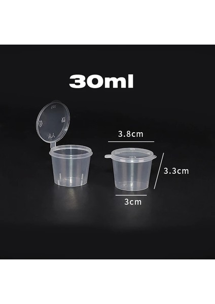 30ML Stili 50 Parça ml Şeffaf Plastik Tek Kullanımlık Kapaklı Porsiyon Bardakları, Sufle Bardakları, Çeşni Cu (Yurt Dışından)