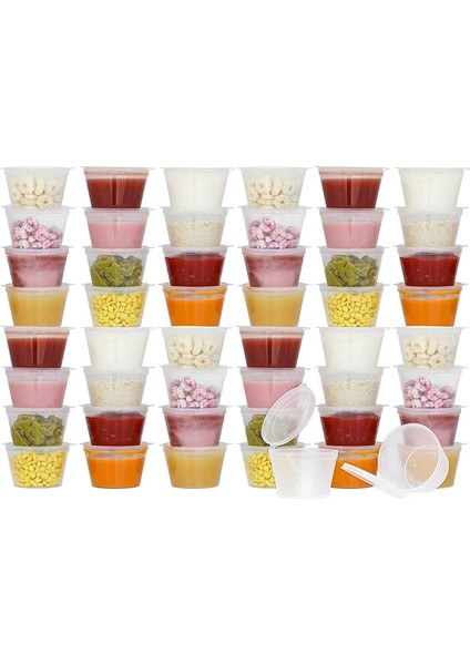 30ML Stili 50 Parça ml Şeffaf Plastik Tek Kullanımlık Kapaklı Porsiyon Bardakları, Sufle Bardakları, Çeşni Cu (Yurt Dışından) indirimleri