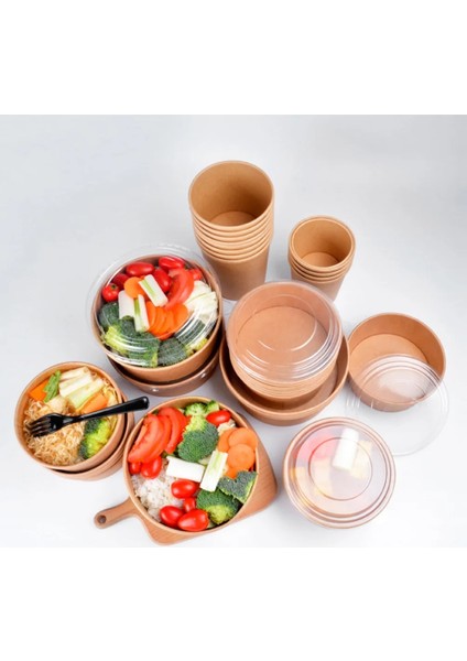 26 Oz Tarzı 20 Adet Kağıt Kapaklı Tek Kullanımlık Kraft Kağıt Kase Meyve Salatası Kasesi Kapakları Gıda Ambalaj Kapları Parti Şekerleri (16OZ 26OZ) (Yurt Dışından) modelleri