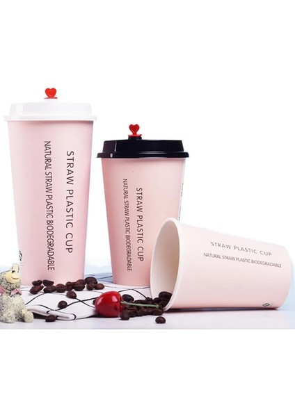 Sadece Lid4 Stili 500ML 50 Adet K Tek Kullanımlık Kahve Fincanı Kalın Kağıt Bardak 500ML Içecek Suyu Sıcak Içecek Su Paketleme Parti Iyilik Süt Çay Bardağı (Yurt Dışından)