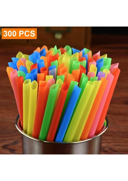 Karışık Ince Payet Tarzı 200 Adet Tek Kullanımlık Pipetler Büyük Içme Pipetleri Çok Renkli Geniş Milktea Milkshake Suyu Plastik Pipet Bar Içecek Aksesuarları (Yurt Dışından)