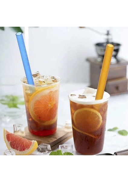 Karışık Ince Payet Tarzı 200 Adet Tek Kullanımlık Pipetler Büyük Içme Pipetleri Çok Renkli Geniş Milktea Milkshake Suyu Plastik Pipet Bar Içecek Aksesuarları (Yurt Dışından)