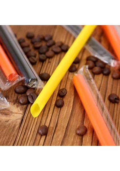 Karışık Ince Payet Tarzı 200 Adet Tek Kullanımlık Pipetler Büyük Içme Pipetleri Çok Renkli Geniş Milktea Milkshake Suyu Plastik Pipet Bar Içecek Aksesuarları (Yurt Dışından)