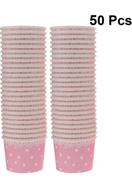Pembe Tarzı 50 Parça Dantel Nokta Desen Tek Kullanımlık Dondurma Kasesi Yoğurt Popsicle Kağıt Bardak Kapaksız Ev Gereçleri (Yurt Dışından) modelleri