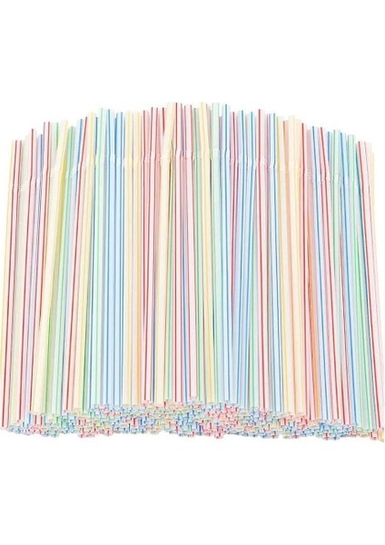 Çok Renkli 100PCS Tarzı Lastic Içme Pipetleri 8 Inç Uzun Çok Renkli Çizgili Bedable Tek Kullanımlık Pipetler Parti Çok Renkli Gökkuşağı Samanı (Yurt Dışından)