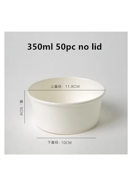 350ML Kapaksız Stil Ack Büyük Kapasiteli Beyaz Kağıt Kase Fast Food Saklama Tek Kullanımlık Gıda Paketi Plastik Kapak (Yurt Dışından)