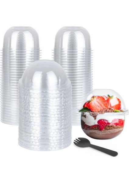 50 Adet Bardak Tarzı Şeffaf Plastik Minyatür Frappuccino Kapaklı Bardak Mutfak Pasta Dondurma Bardakları Dıy El Yapımı Macaron Kek Dekorasyon (Yurt Dışından) fırsatları