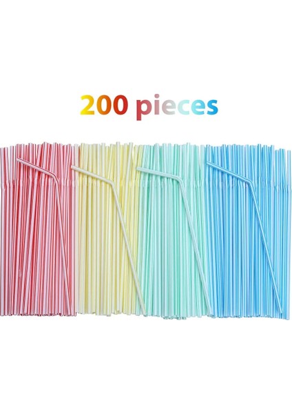 100 Adet 210MM Tarzı Lastic Içme Pipetleri 8 Inç Uzun Çok Renkli Çizgili Bedable Tek Kullanımlık Pipetler Parti Çok Renkli Gökkuşağı Samanı (Yurt Dışından)