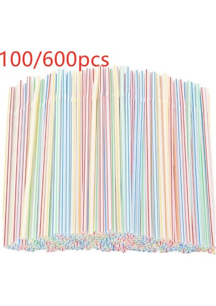 600 Adet Tarzı Adet Rietjes Tek Kullanımlık Plastik Içme Pipetleri Çok Renkli Çizgili Bükülebilir Dirsek Pipetleri Parti Etkinliği Paille Plastique (Yurt Dışından) fırsatları