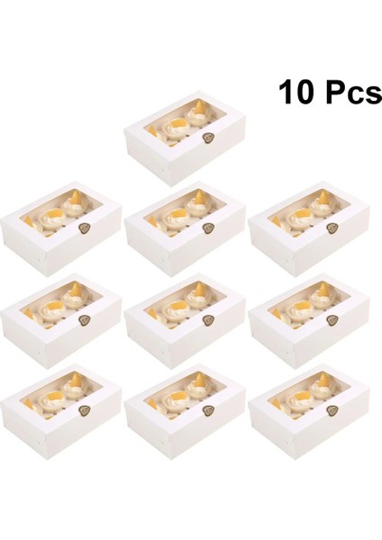 Beyaz Stil Boşluk Kupası Kek Kutuları ve Şeffaf Pencereli Ambalaj Kutusu Muffin Box Konteyner Kek Tutucu Cupcake Ambalaj Kutusu Tatlı (Yurt Dışından)