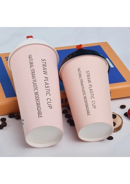 Sadece Lid4 Stili 500ML 50 Adet K Tek Kullanımlık Kahve Fincanı Kalın Kağıt Bardak 500ML Içecek Suyu Sıcak Içecek Su Paketleme Parti Iyilik Süt Çay Bardağı (Yurt Dışından)