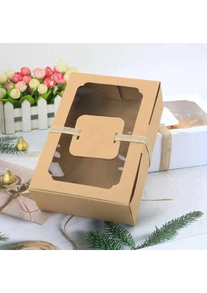 Kahverengi Tarzı Kraft Kağıt Şeker Kutusu Favor Hediye Kutusu Pvc Şeffaf Pencere Çerezleri Kutuları Davranır Noel Yeni Yıl Düğün Parti Hediyeleri Kutuları (Yurt Dışından) fırsatları