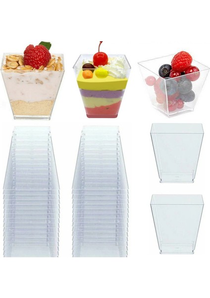 D-20 Adet Tarzı ml Tek Kullanımlık Plastik Bardaklar Jöle Yoğurt Mousses Tatlı Pişirme Için Şeffaf Porsiyon Şeffaf Trapez Gıda Kabı (Yurt Dışından)