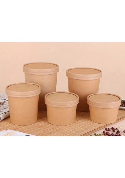 12OZ Kapaksız Stil 50 Parça Ack Büyük Kapasiteli Tek Kullanımlık Kağıt Kapaklı Kraft Kağıt Kase Eko Paket Yemek Gıda Meyve Paketi Kağıt Bardak Kalın Kağıt Kutusu (Yurt Dışından)