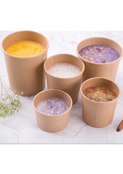 12OZ Kapaksız Stil 50 Parça Ack Büyük Kapasiteli Tek Kullanımlık Kağıt Kapaklı Kraft Kağıt Kase Eko Paket Yemek Gıda Meyve Paketi Kağıt Bardak Kalın Kağıt Kutusu (Yurt Dışından)