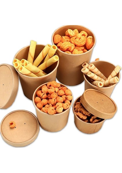 12OZ Kapaksız Stil 50 Parça Ack Büyük Kapasiteli Tek Kullanımlık Kağıt Kapaklı Kraft Kağıt Kase Eko Paket Yemek Gıda Meyve Paketi Kağıt Bardak Kalın Kağıt Kutusu (Yurt Dışından)