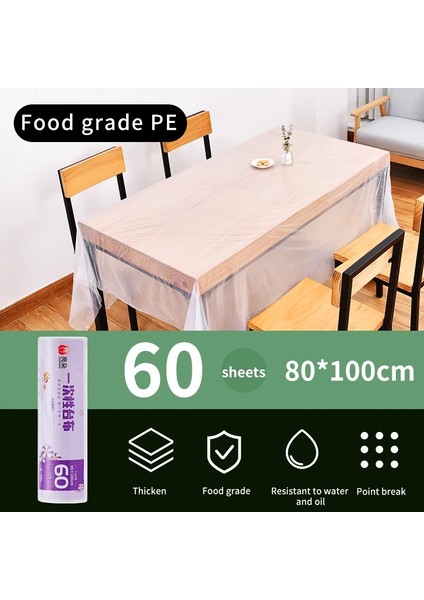 2 Rulo 80X100CM Stili Pe Tek Kullanımlık Masa Örtüsü Seti Güçlü Güvenli ve Toksik Olmayan Kalınlaşmak Parti Düğün Için Su Geçirmez Yağ Geçirmez Günlük Tembel Tableclo (Yurt Dışından)