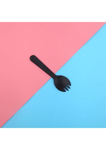 Siyah Stil Paketleme Et Tek Kullanımlık Plastik Kaşık Çatallar Kek Dondurma Salatası Meyve Tatlı Çorbası Çay Kahve Partisi Kek Pişirme Dükkanı Malzemeleri (Yurt Dışından)