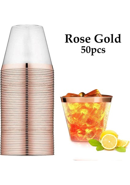 Gül Altın Tarzı Gül Altın Tek Kullanımlık Bardaklar Şeffaf Plastik Bardak Şarap Cam Şampanya Bardağı Doğum Günü Düğün Dekorasyon Için Parti Malzemeleri (Yurt Dışından)