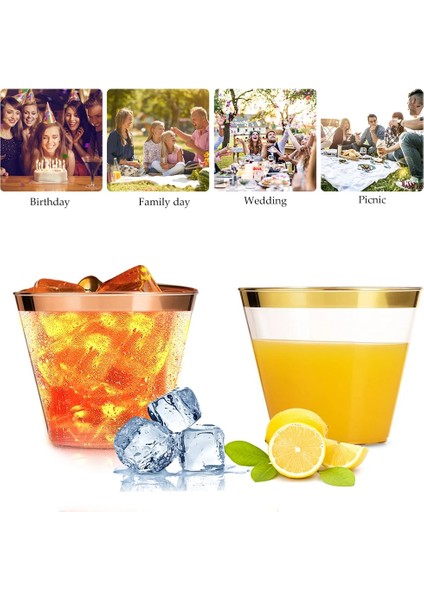 Gül Altın Tarzı Gül Altın Tek Kullanımlık Bardaklar Şeffaf Plastik Bardak Şarap Cam Şampanya Bardağı Doğum Günü Düğün Dekorasyon Için Parti Malzemeleri (Yurt Dışından) indirimleri