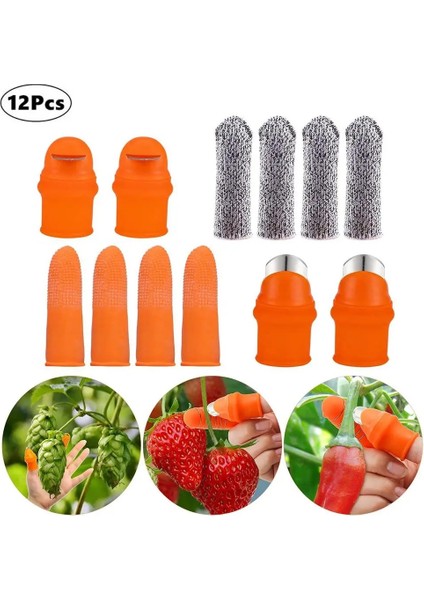 Bir Stil 12 Adet Silikon Başparmak Bıçağı Parmak Koruyucu Sebze Bıçağı Bitki Bıçak Makas Kesme Halkaları Bahçe Eldivenleri Hasat Aracı (Yurt Dışından)