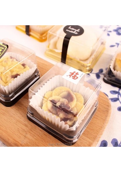 Bk Tarzı Mini Kare Ay Kek Konteyner Ambalaj Kutusu Tutucu Düğün Parti Iyilik Kutuları 50G Mooncake Yumurta Sarısı Kutusu N Dropship (Yurt Dışından)