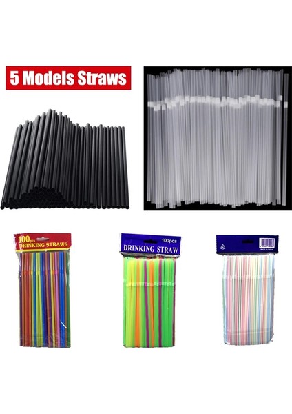 Bir Stil 300 Adet 5 Model Hasır Adet Tek Kullanımlık Plastik Pipet Mutfak Yemek Partisi Içecek Kokteyli Wegwerpbaar Rietjes (Yurt Dışından)