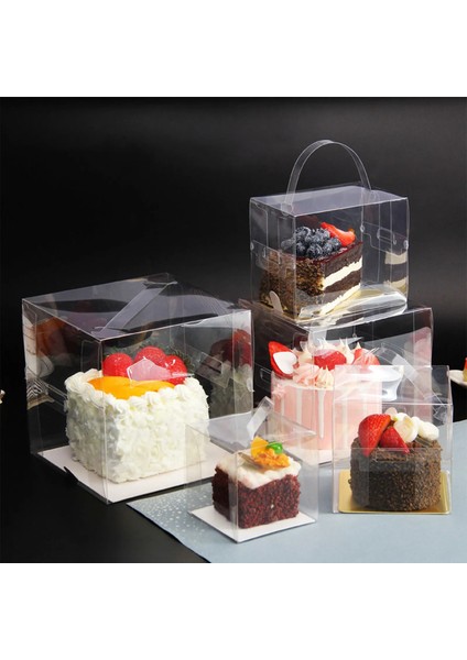 19,5X19,5X13 cm Stili 5 Adet Ortable Temizle Kek Kutusu El Şeffaf Pişirme Pastası Doğum Günü Düğünü Için Taşınabilir Kek Ambalaj Kutusu (Yurt Dışından)