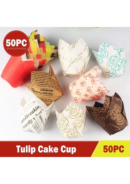 B Tarzı Cupcake Gömlekleri Bardak Kağıt Lale Pişirme Sarılmış Kek Muffin Cup Kutu Parti Tepsisi Kek Dekorasyon Araçları Doğum Günü Partisi Dekoru (Yurt Dışından)