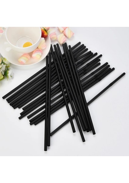 Siyah 100 Adet 240MM Tarzı Lastic Içme Pipetleri 8 Inç Uzun Çok Renkli Çizgili Bedable Tek Kullanımlık Pipetler Parti Çok Renkli Gökkuşağı Samanı (Yurt Dışından)